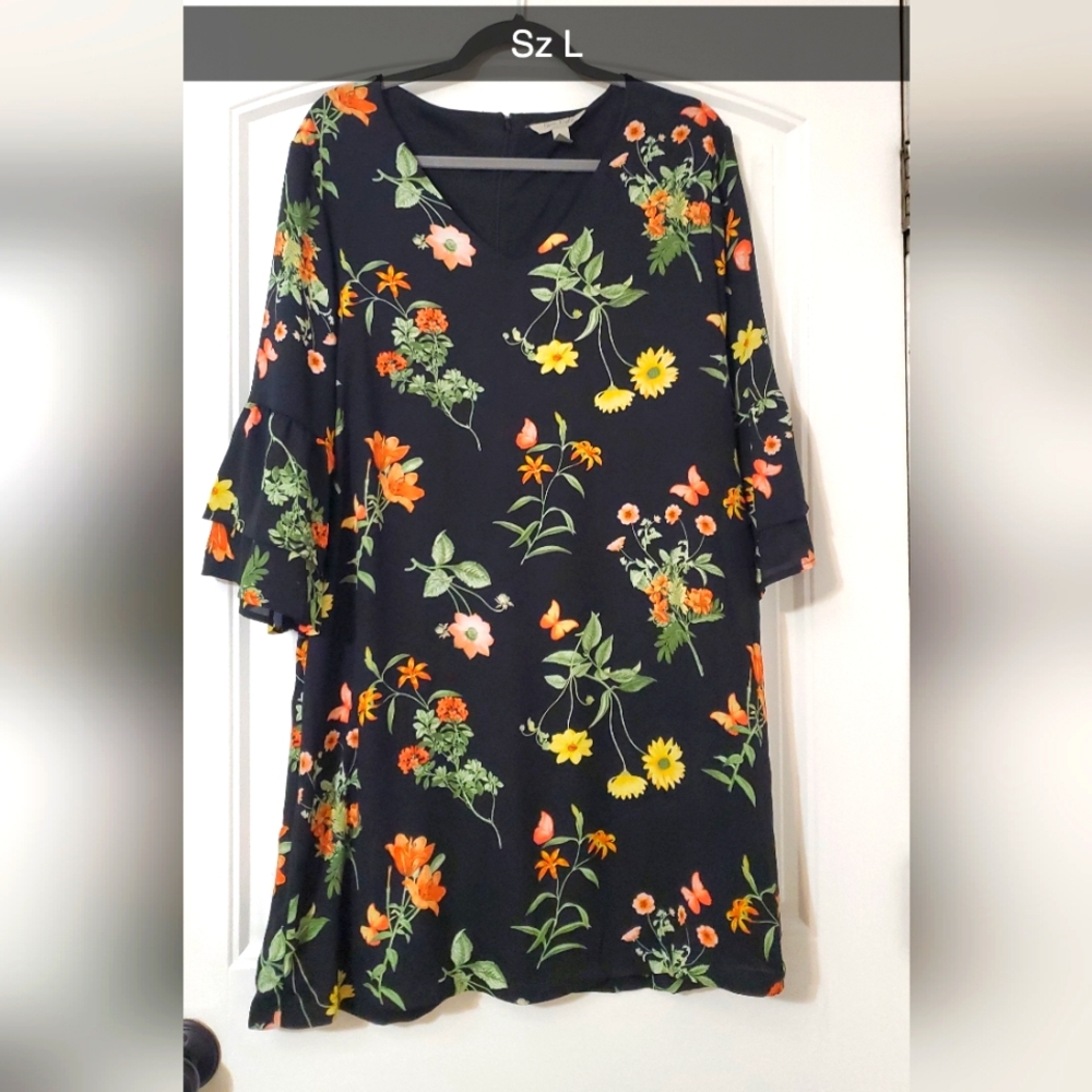 Black floral dress sz L